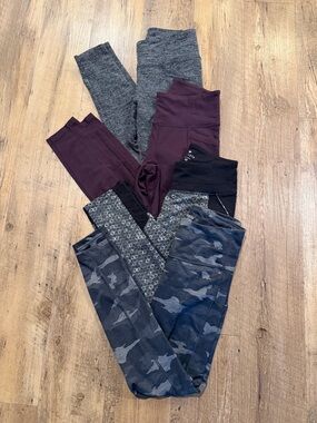 Athleta Women's Leggings Pack - Gray, Burgundy, Black, Navy Camo
